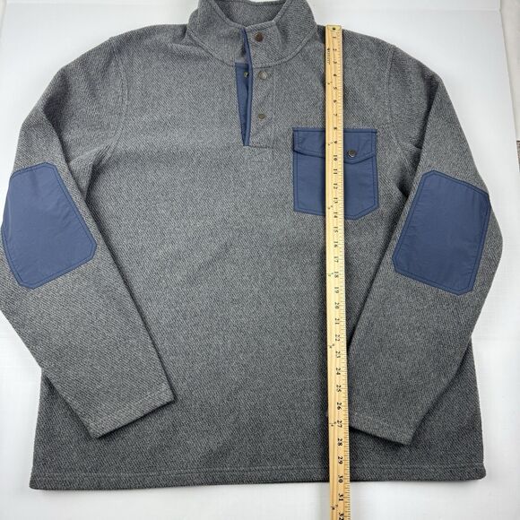 LL. Bean Allagash Men's Gray Blue Elbow Patches Snap T Fleece Henley XL Tall - Picture 13 of 15
